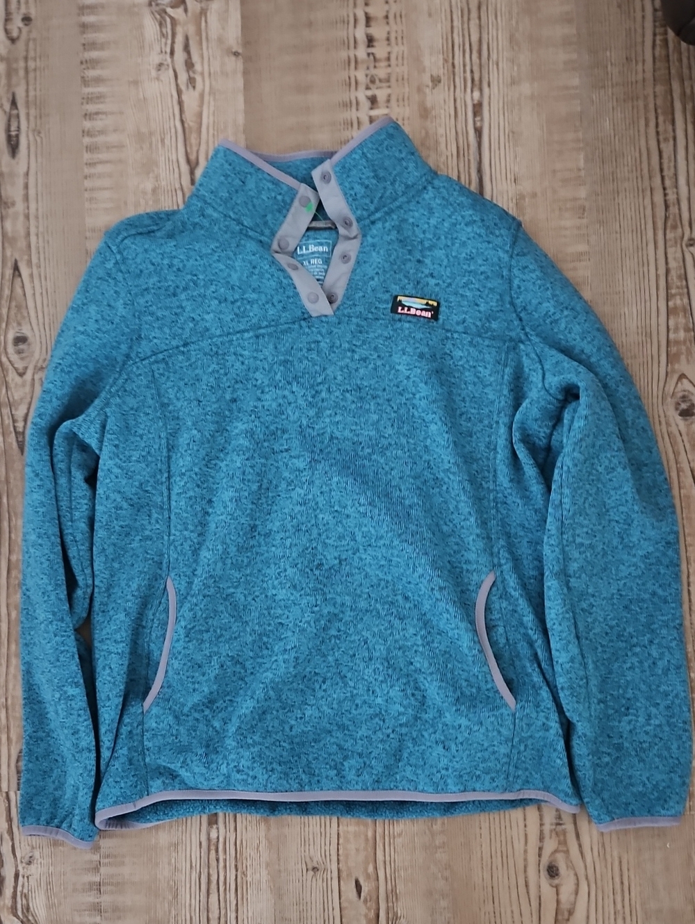 L.L. Bean Womans' Blue Teal Snap-Front Fleece Pullover